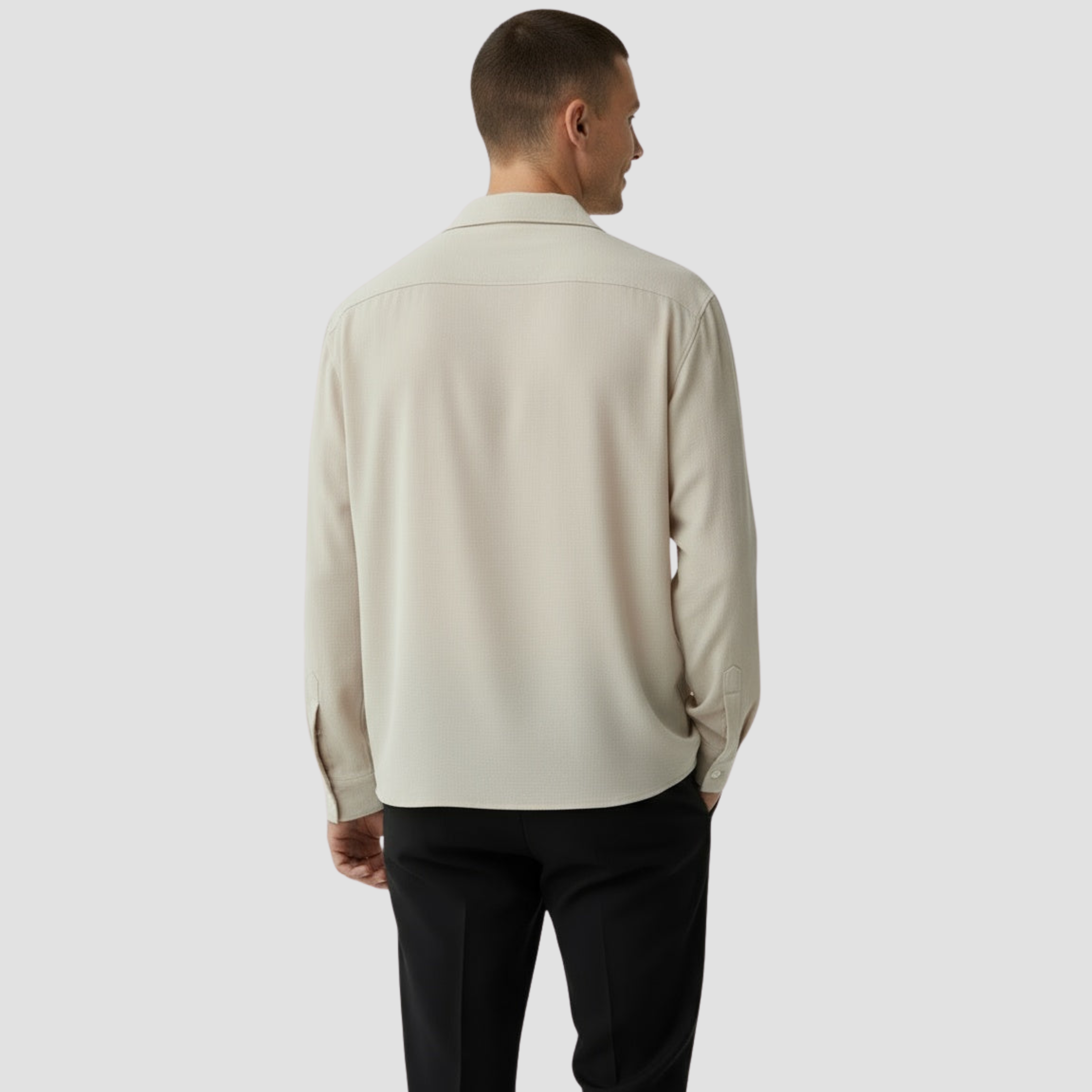 Men’s Open Collar Shirt | Modern Relaxed Fit, Fluid Drape Casual Style
