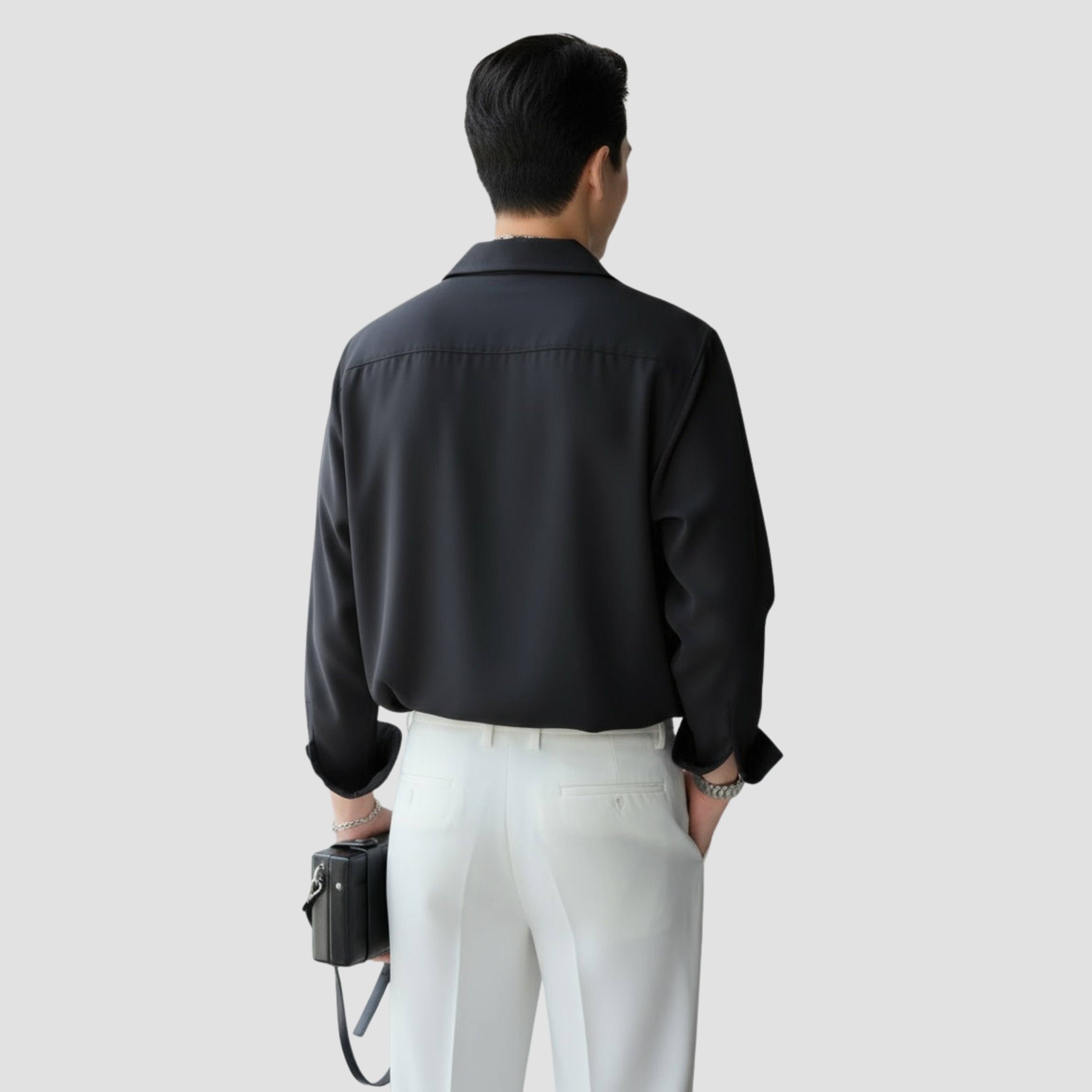 Men’s Open Collar Shirt | Modern Relaxed Fit, Fluid Drape Casual Style