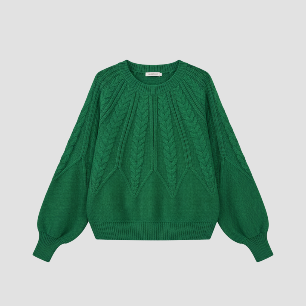 Cable Knit Relaxed Fit Sweater | Cozy Modern Everyday Crewneck Style