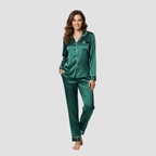 LUMIERA | WOMEN’S SATIN LONG PAJAMA SET – SOFT ELEGANT SLEEPWEAR