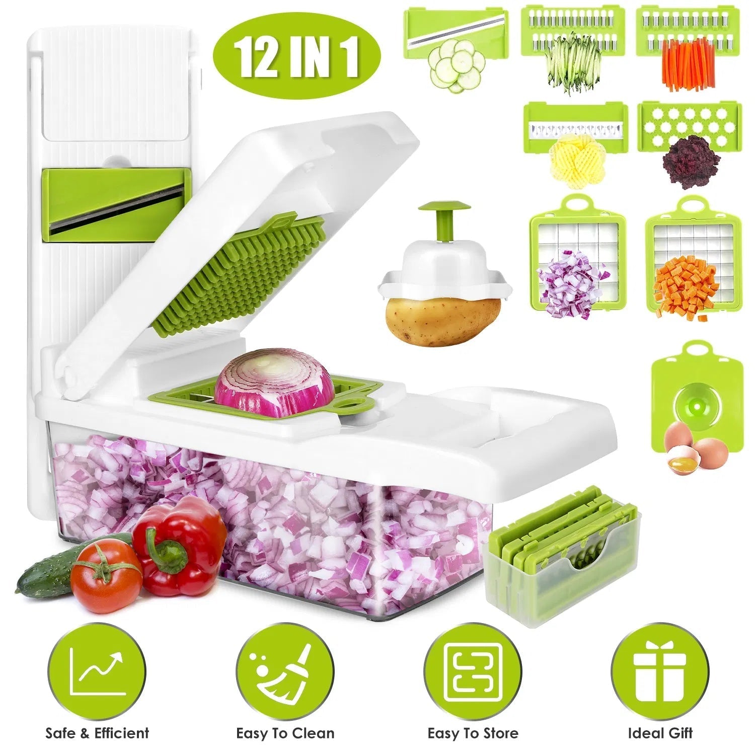 12-in-1 Vegetable Chopper Pro — Slicer, Dicer, Grater & Peeler Set 0
