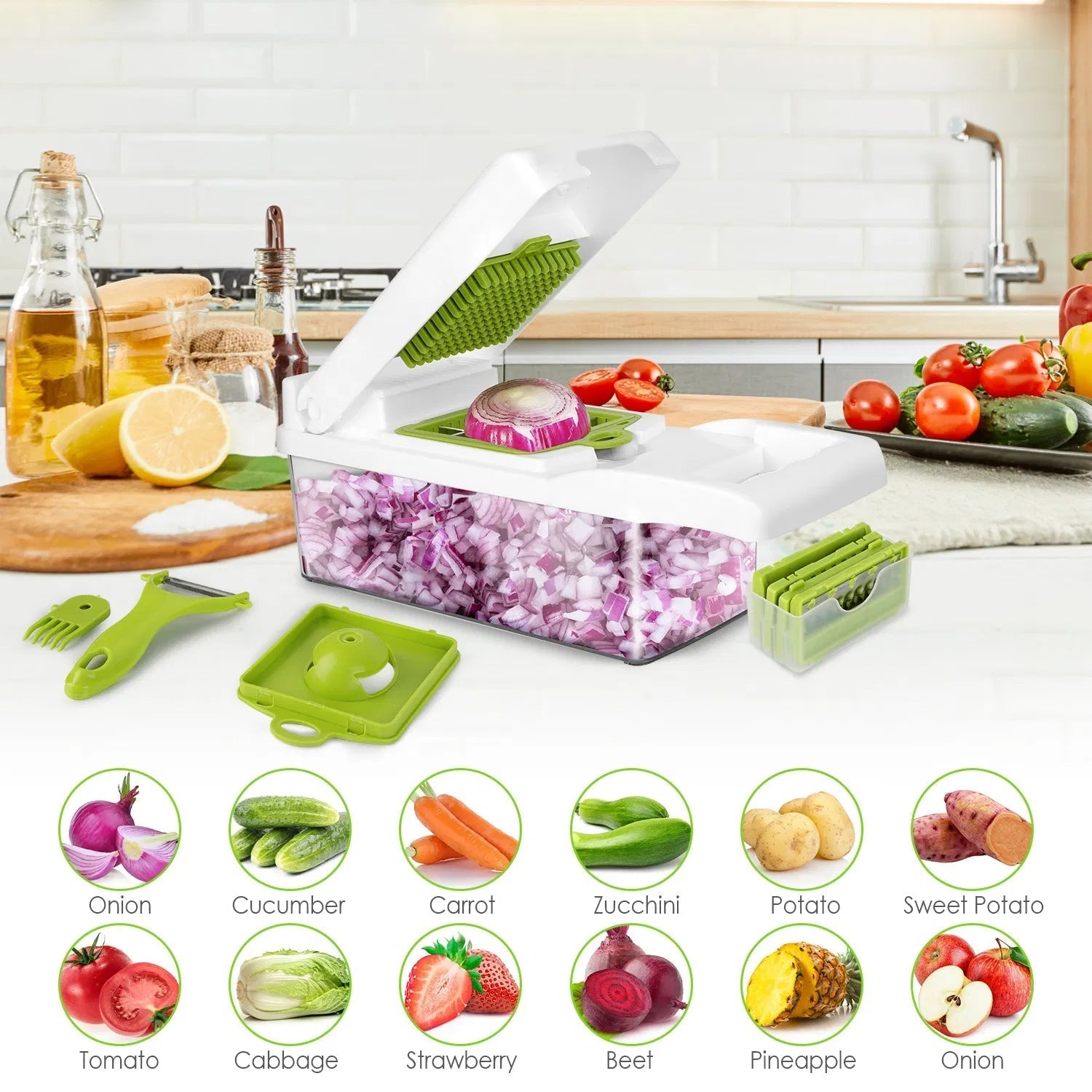 12-in-1 Vegetable Chopper Pro — Slicer, Dicer, Grater & Peeler Set 5