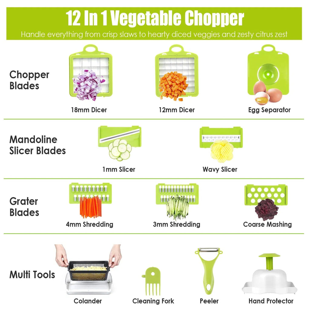 12-in-1 Vegetable Chopper Pro — Slicer, Dicer, Grater & Peeler Set 7
