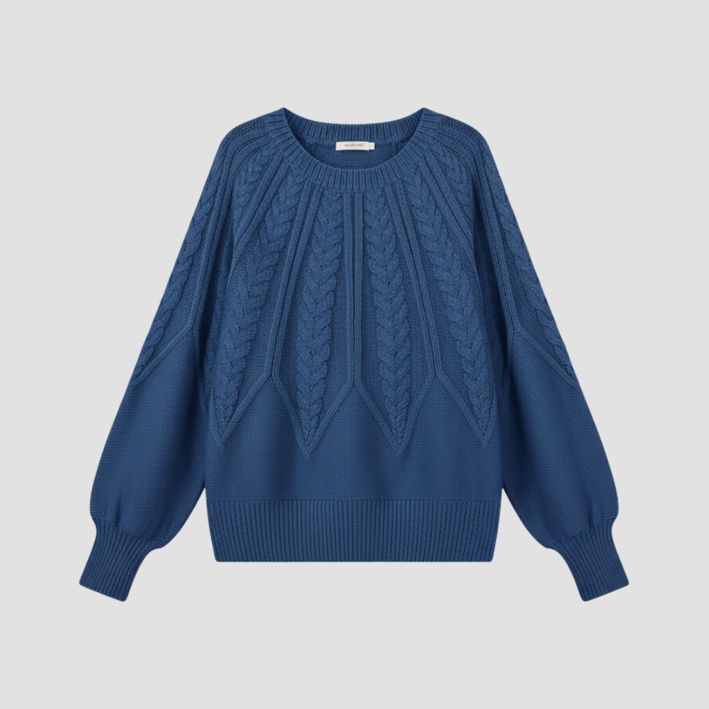 Cable Knit Relaxed Fit Sweater | Cozy Modern Everyday Crewneck Style