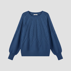 Cable Knit Relaxed Fit Sweater | Cozy Modern Everyday Crewneck Style