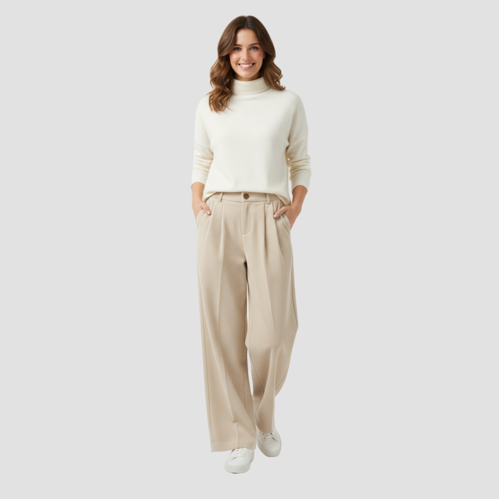 Women’s High-Waisted Corduroy Pants | Wide-Leg Sophisticated Style Everyday