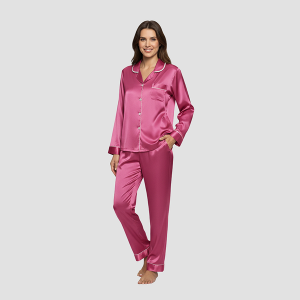 LUMIERA | WOMEN’S SATIN LONG PAJAMA SET – SOFT ELEGANT SLEEPWEAR