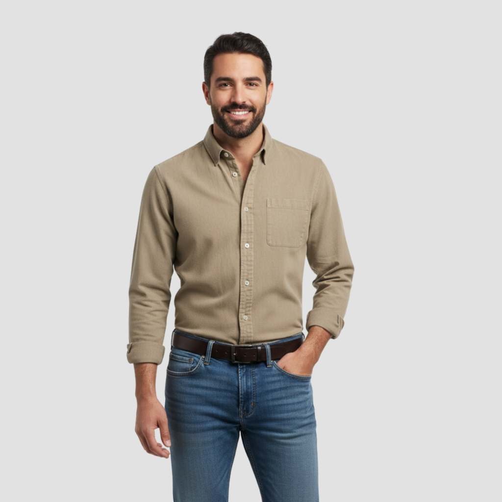 Men’s Brushed Cotton Shirt | Timeless Comfort, Button-Down Style