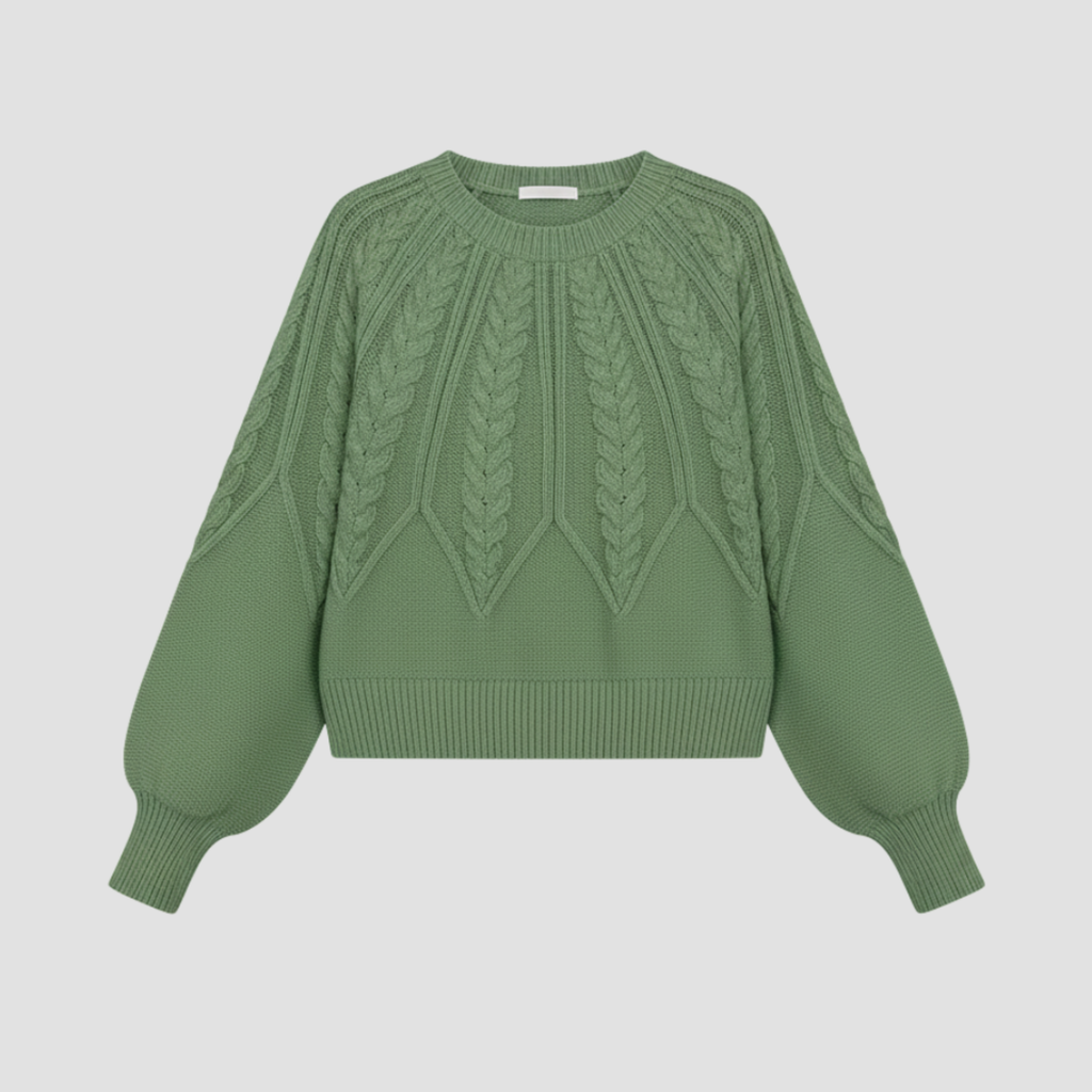 Cable Knit Relaxed Fit Sweater | Cozy Modern Everyday Crewneck Style