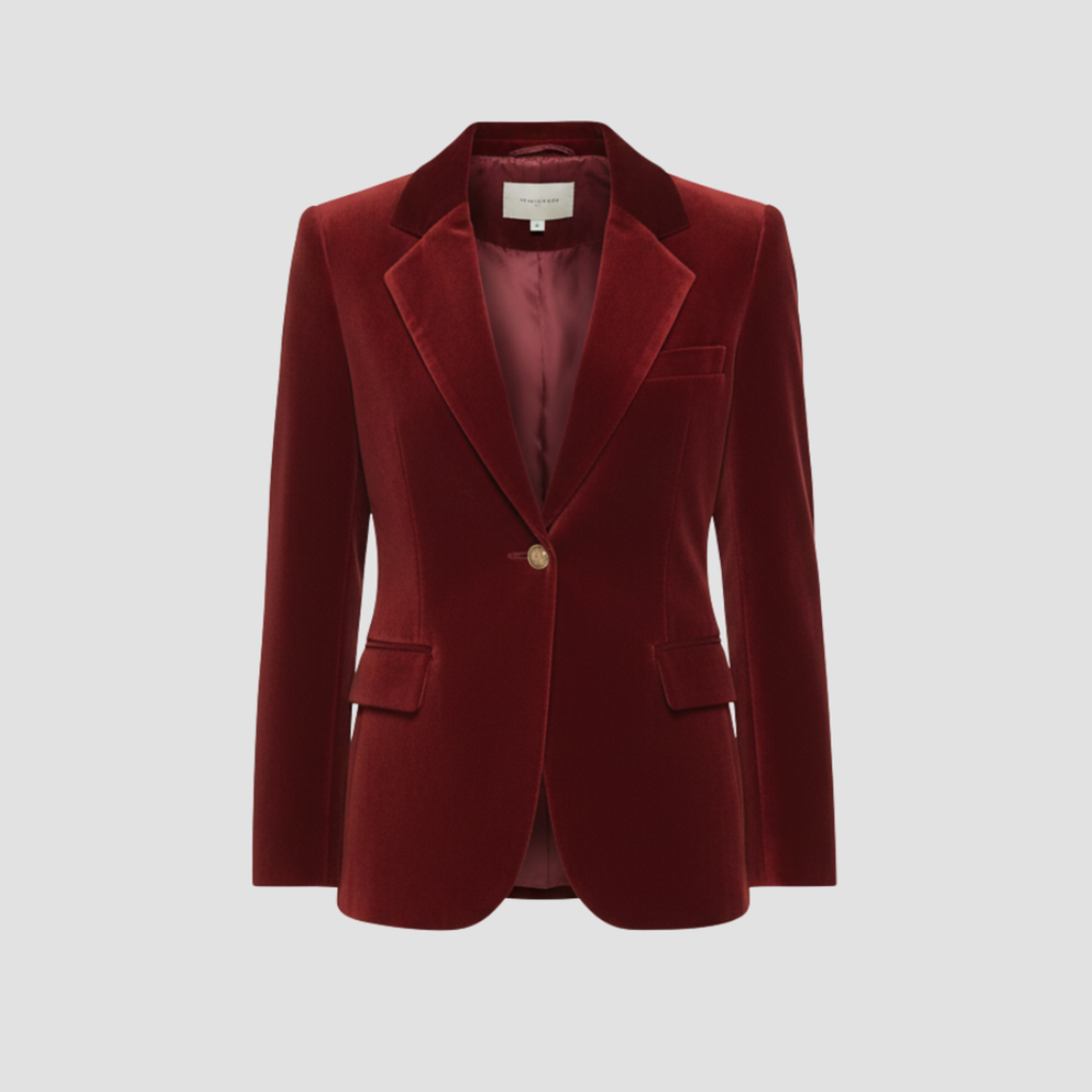 Velvet Blazer | Structured Fit, Gold Button Detail & Elegant Evening Style