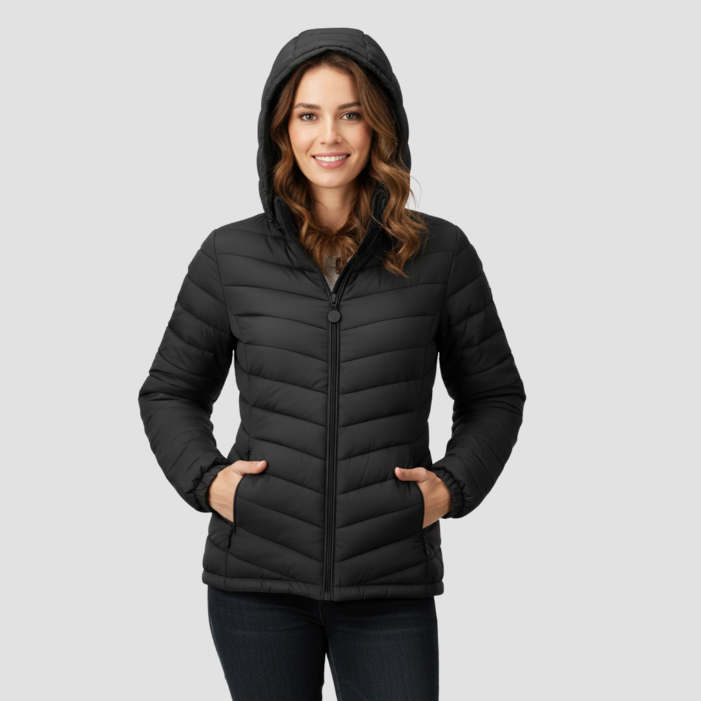 Women’s Lightweight Winter Jacket | Warm Modern Fit, Hooded Quilted Coat