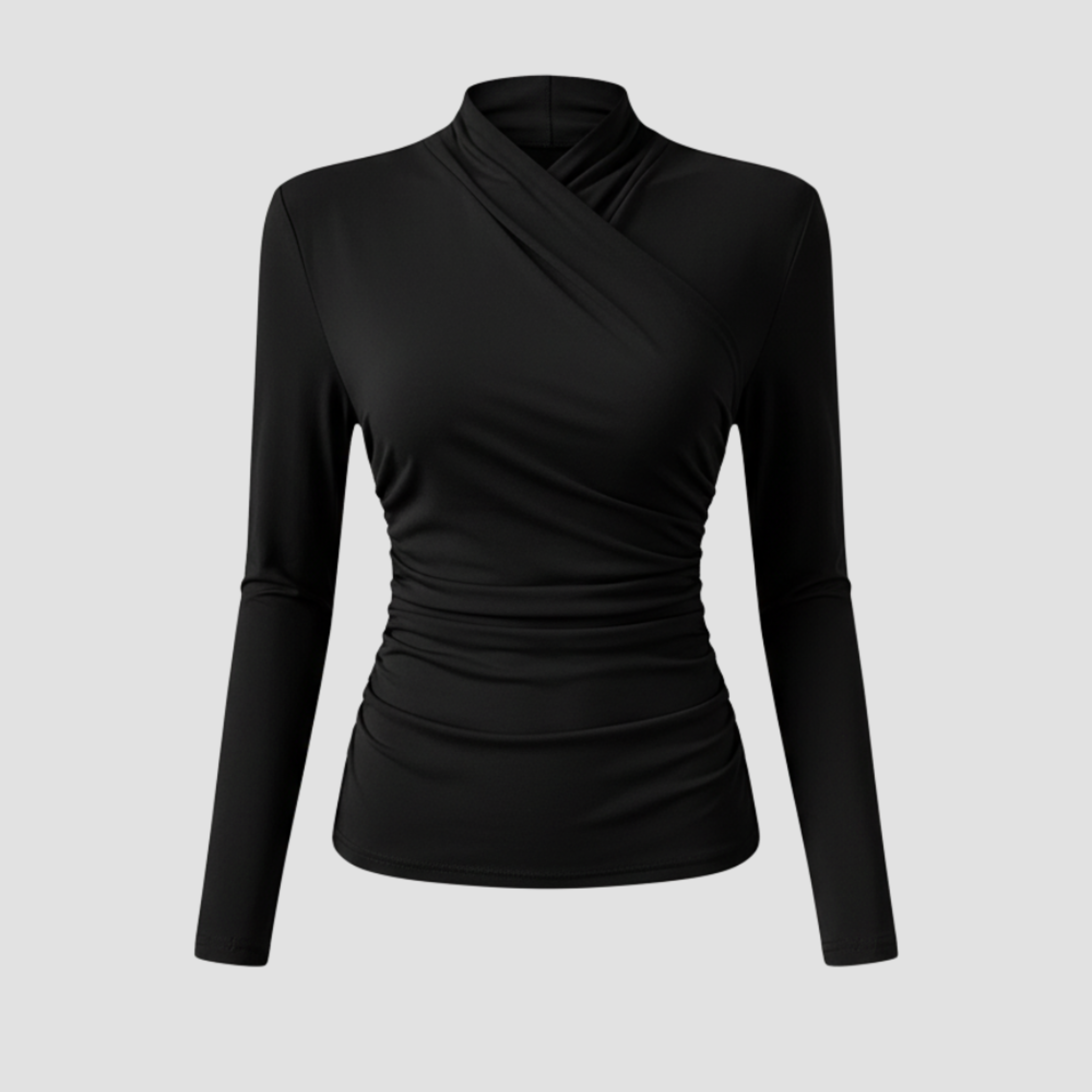 Quilted Hooded Wrap Top | Warm Modern Fit, Draped Neckline Top Long