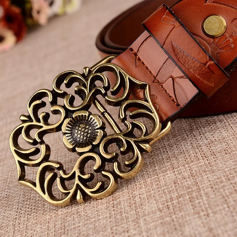 Traditionele Damesriem met Zonnebloemenprint en Stijlvolle Gesp – Perfect voor Oktoberfest