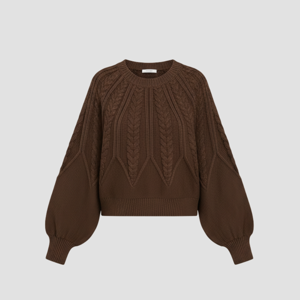 Cable Knit Relaxed Fit Sweater | Cozy Modern Everyday Crewneck Style