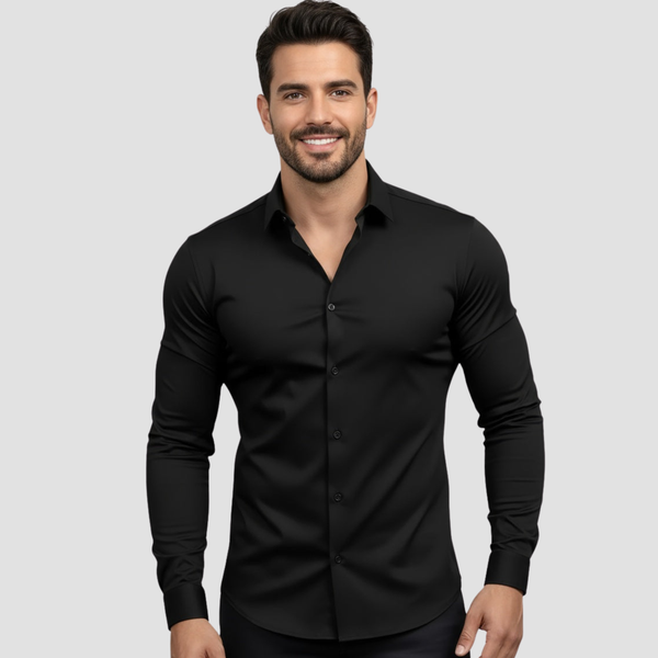Men’s Stretch Shirt | Slim Fit Contemporary Elegance, Breathable Design