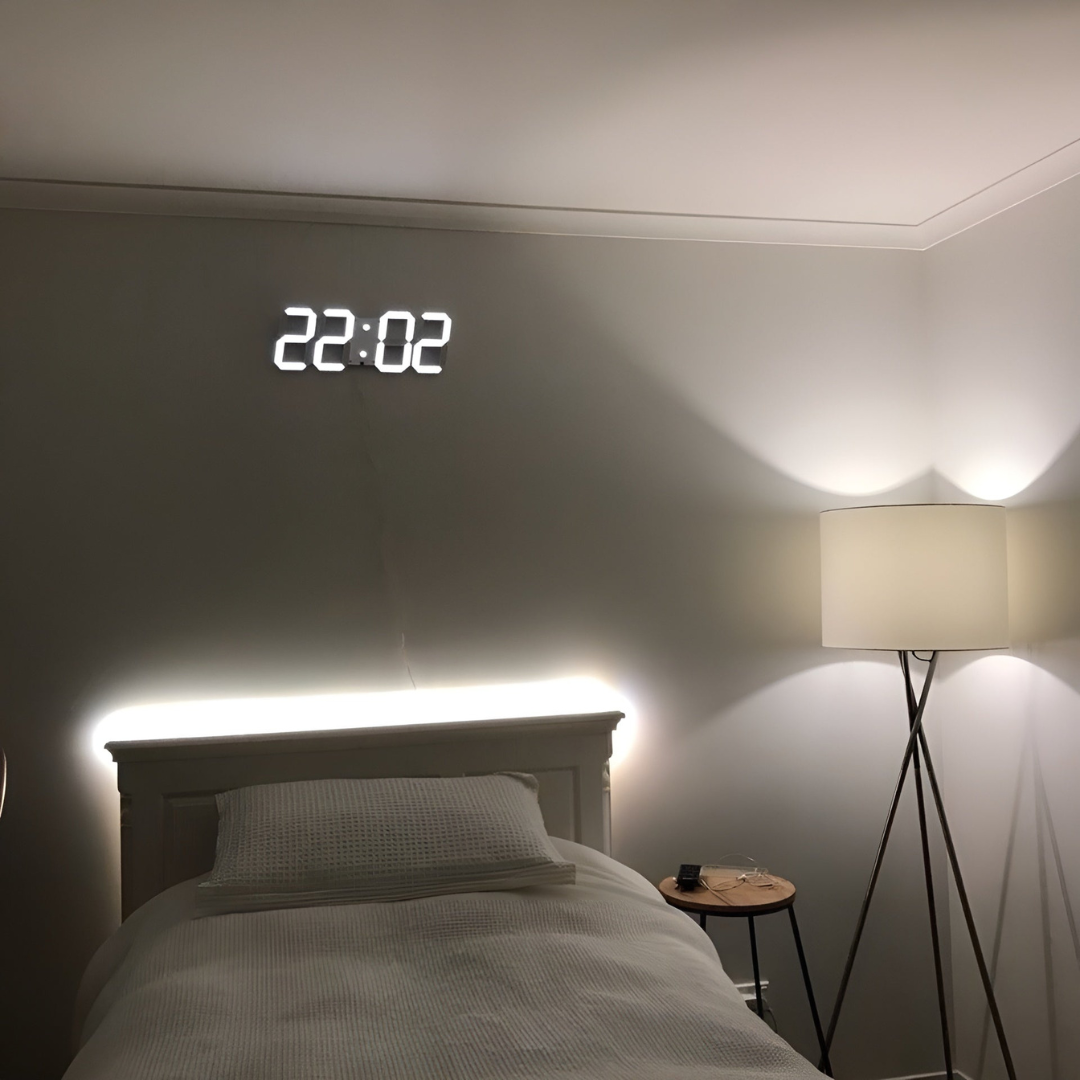3D LED Digital Wall Clock – Large Display with Adjustable Brightness