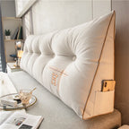 Headboard Reading Pillow – Large Bed Backrest Cushion with Side Pocket