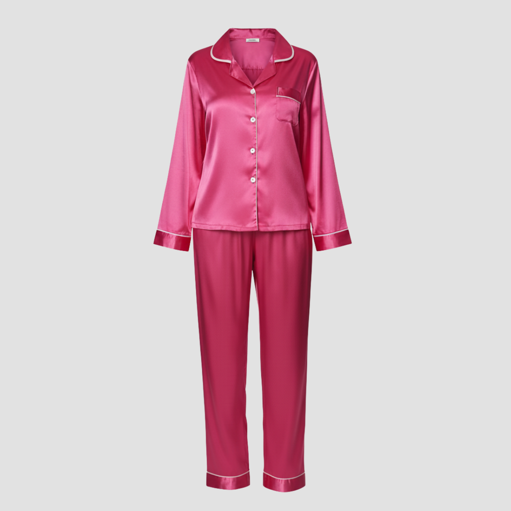 LUMIERA | WOMEN’S SATIN LONG PAJAMA SET – SOFT ELEGANT SLEEPWEAR