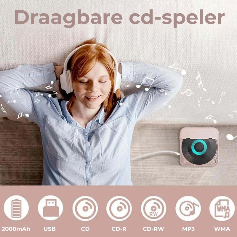 Portable CD Player – Bluetooth 5.3 with Rechargeable Battery