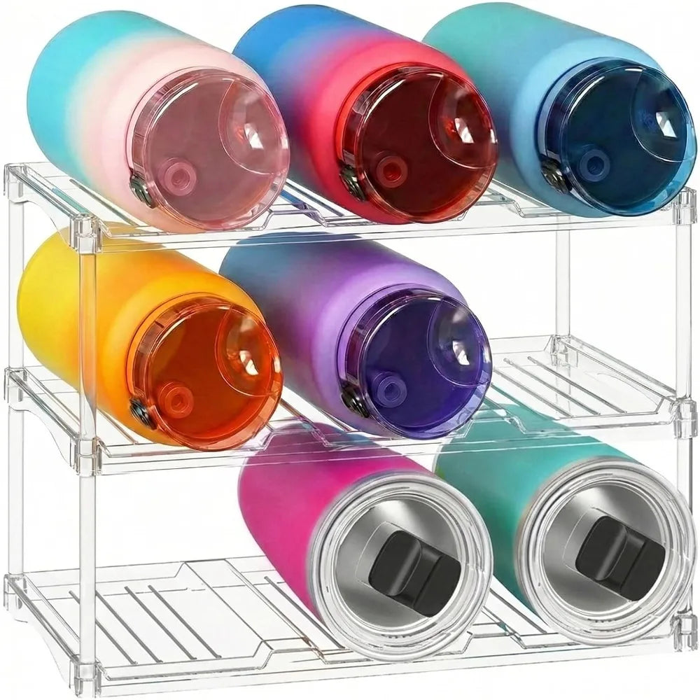 3-Tier Stackable Bottle Organizer | Clear Plastic Storage Rack for Fridge, Cabinet & Pantry 0