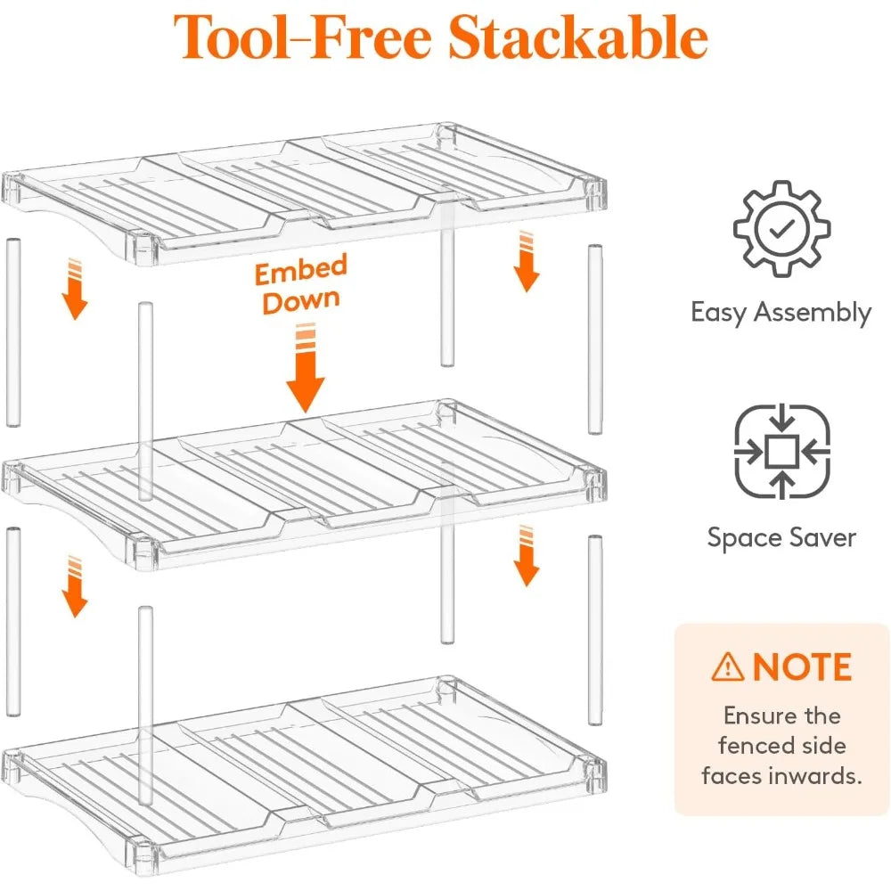 3-Tier Stackable Bottle Organizer | Clear Plastic Storage Rack for Fridge, Cabinet & Pantry 2