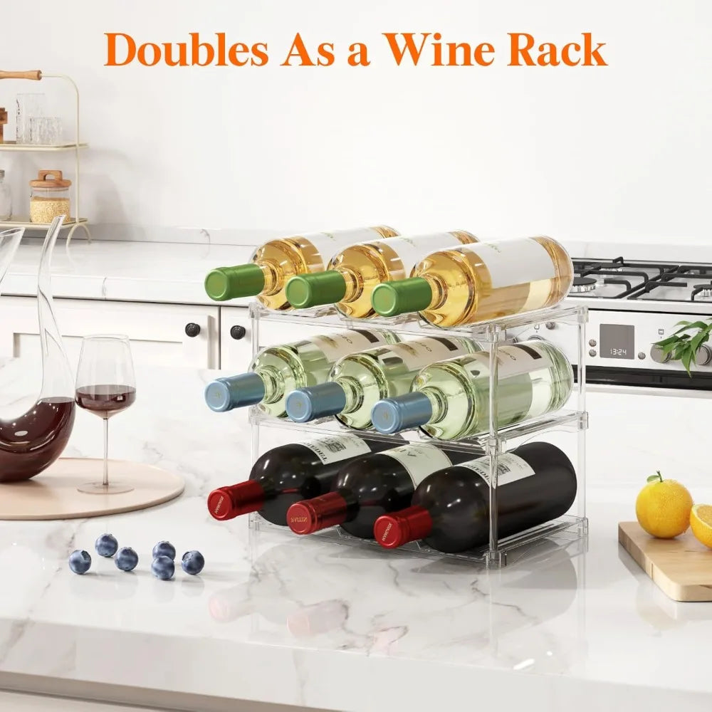3-Tier Stackable Bottle Organizer | Clear Plastic Storage Rack for Fridge, Cabinet & Pantry 4