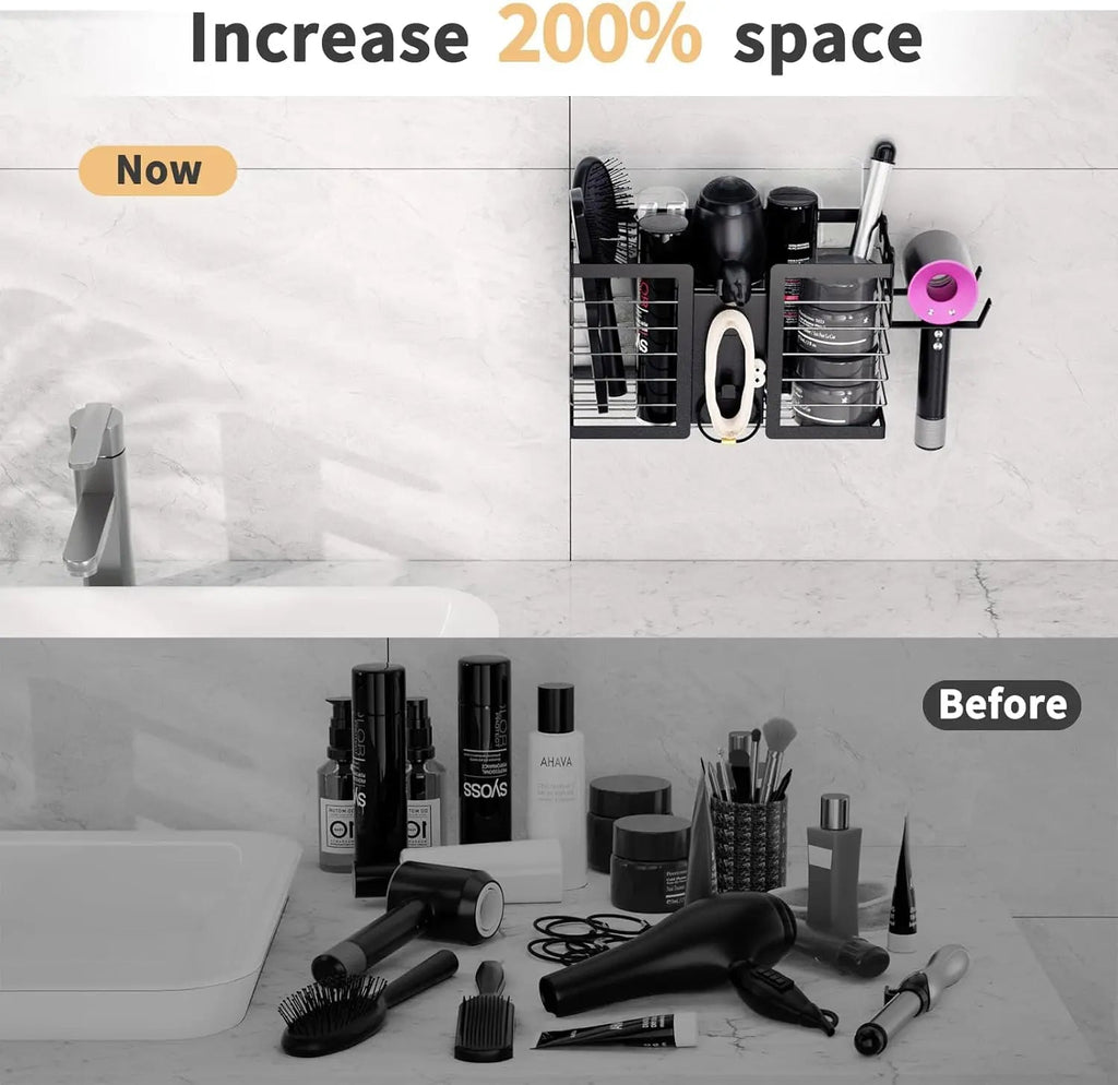 3-in-1 Wall-Mounted Hair Tool Organizer | Hair Dryer, Flat Iron & Curling Iron Holder 1