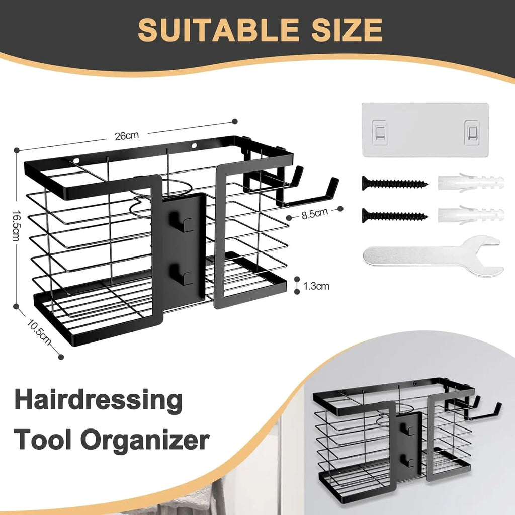 3-in-1 Wall-Mounted Hair Tool Organizer | Hair Dryer, Flat Iron & Curling Iron Holder 5