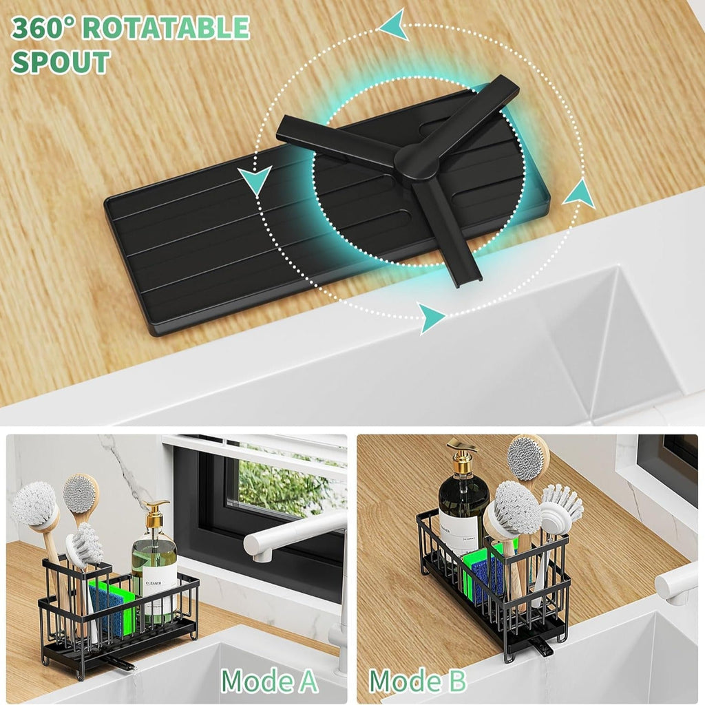 304 Stainless Steel Kitchen Sponge & Cloth Storage Rack | Punch-Free Wall Mount, Black 4