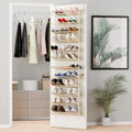 36-Pair Over-the-Door Shoe Organizer | 12-Tier Heavy Duty Metal Mesh Hanging Rack, Beige 0