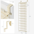 36-Pair Over-the-Door Shoe Organizer | 12-Tier Heavy Duty Metal Mesh Hanging Rack, Beige 1