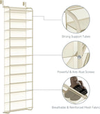 36-Pair Over-the-Door Shoe Organizer | 12-Tier Heavy Duty Metal Mesh Hanging Rack, Beige 3