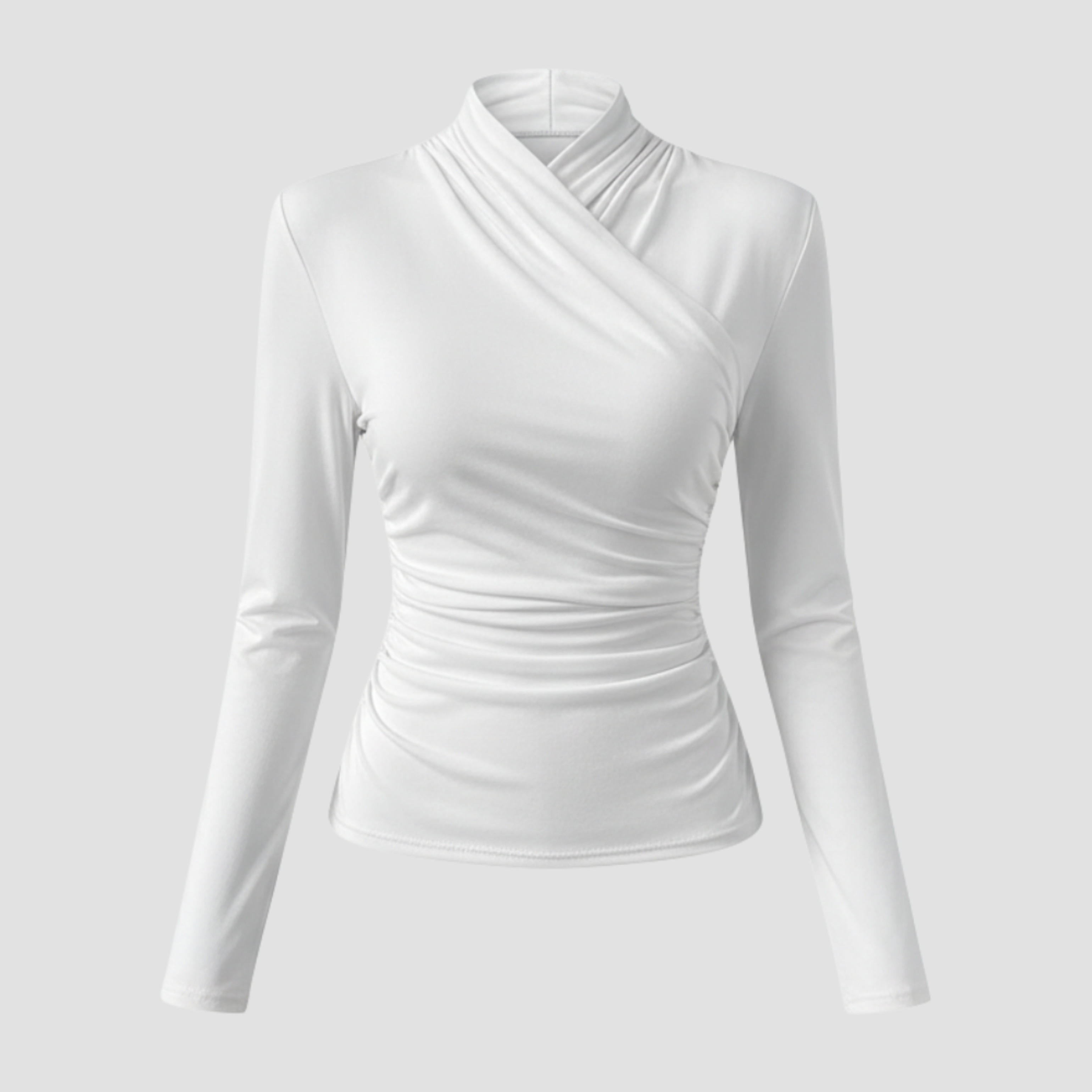 Quilted Hooded Wrap Top | Warm Modern Fit, Draped Neckline Top Long