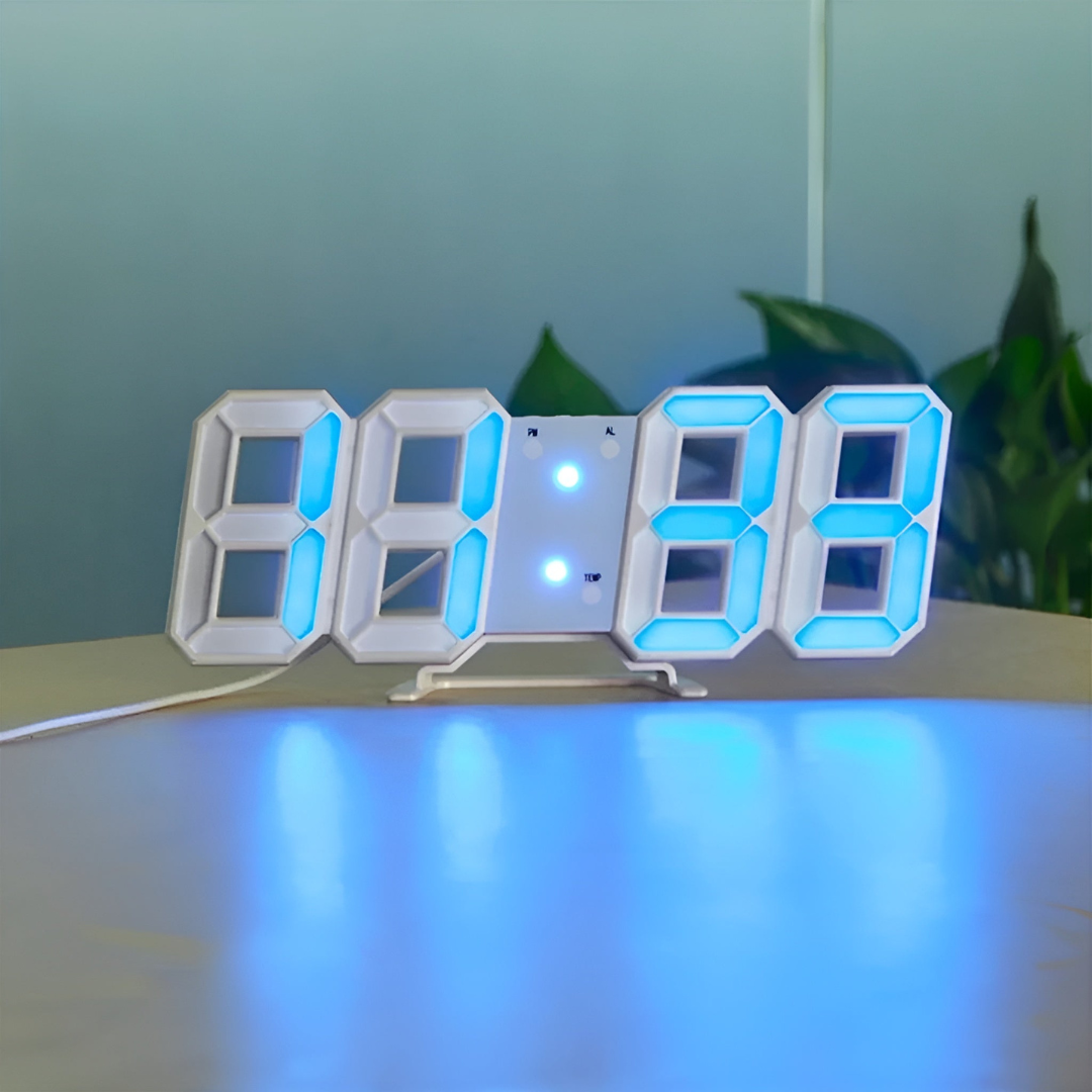 3D LED Digital Wall Clock – Large Display with Adjustable Brightness