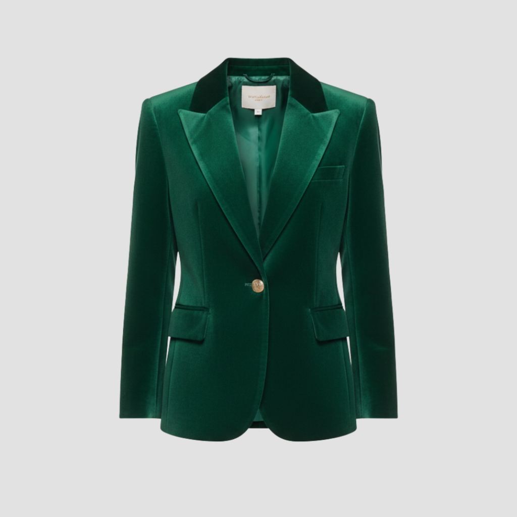 Velvet Blazer | Structured Fit, Gold Button Detail & Elegant Evening Style