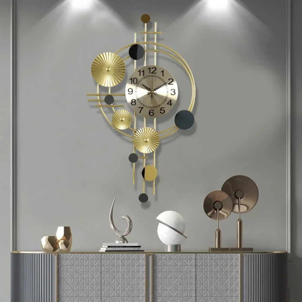 Large Decorative Wall Clock – Modern Metal Design with Silent Movement