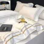4-delige beddenset van Egyptisch katoen – Geborduurd hotelbeddengoed 1