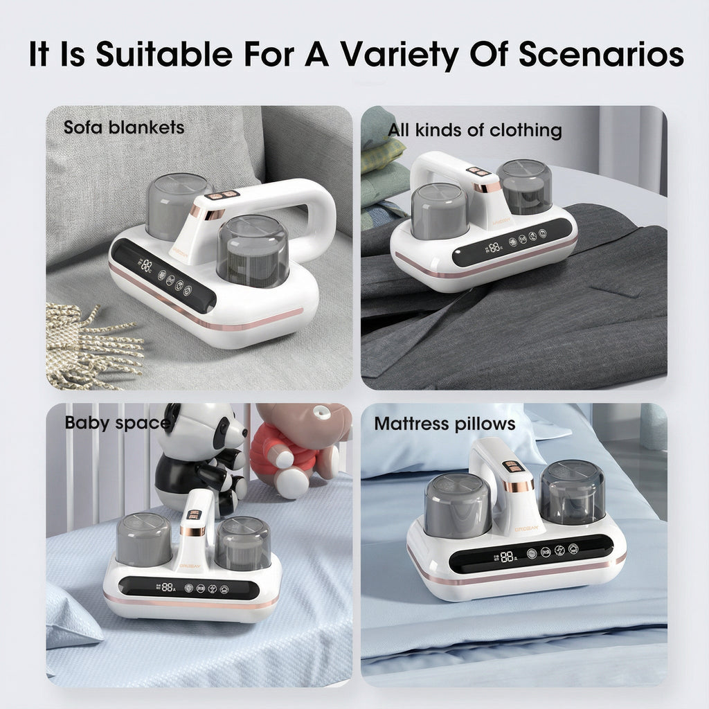 Mattress Vacuum with UV Light – Cordless with HEPA Filter and Tapping