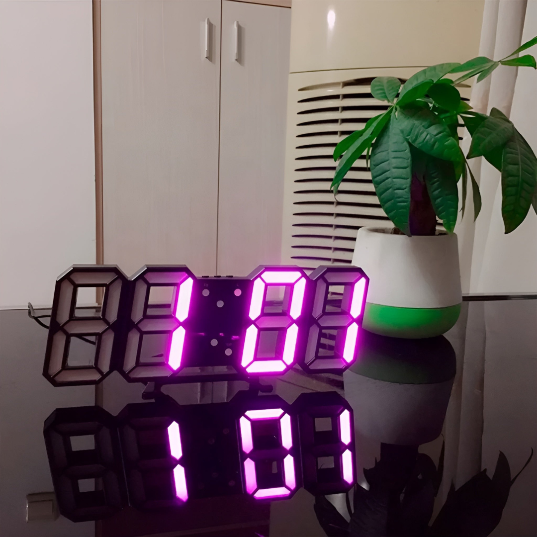 3D LED Digital Wall Clock – Large Display with Adjustable Brightness