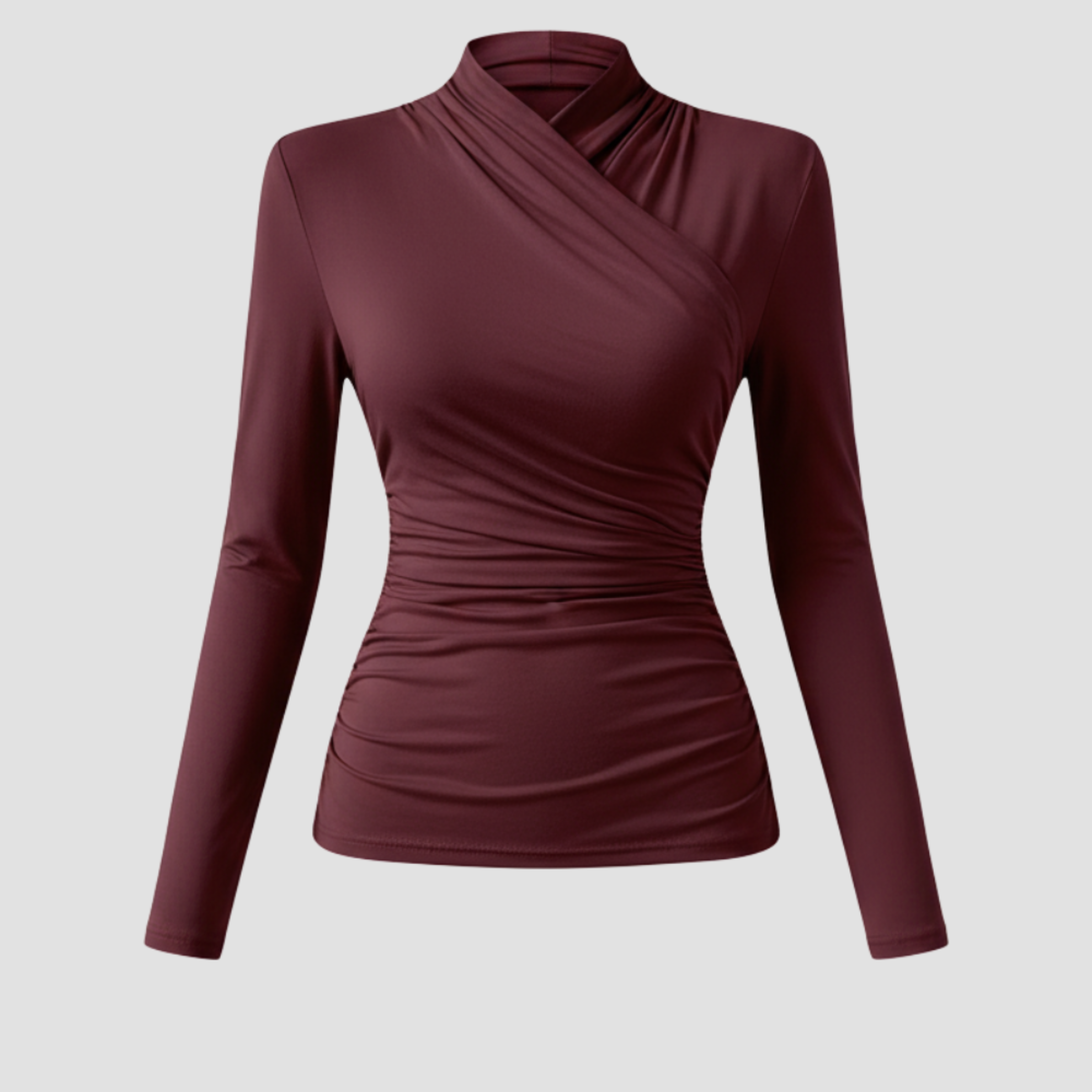 Quilted Hooded Wrap Top | Warm Modern Fit, Draped Neckline Top Long