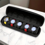 5-Slot Hard Shell Watch Case with Pillow Inserts for Travel and Storage 4