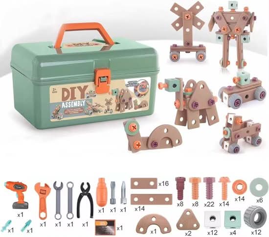 Kids Tool Case – Construction Set with Electric Screwdriver and Parts