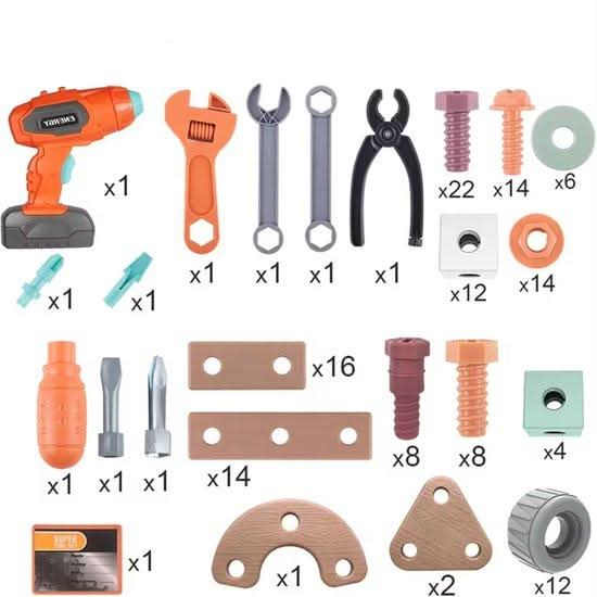 Kids Tool Case – Construction Set with Electric Screwdriver and Parts