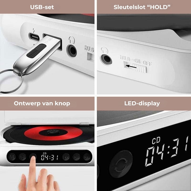 Portable CD Player – Bluetooth 5.3 with Rechargeable Battery