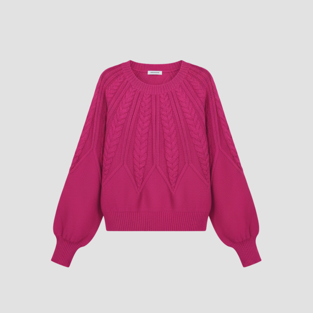 Cable Knit Relaxed Fit Sweater | Cozy Modern Everyday Crewneck Style