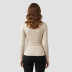 Quilted Hooded Wrap Top | Warm Modern Fit, Draped Neckline Top Long