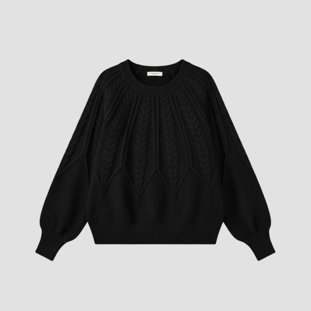 Cable Knit Relaxed Fit Sweater | Cozy Modern Everyday Crewneck Style