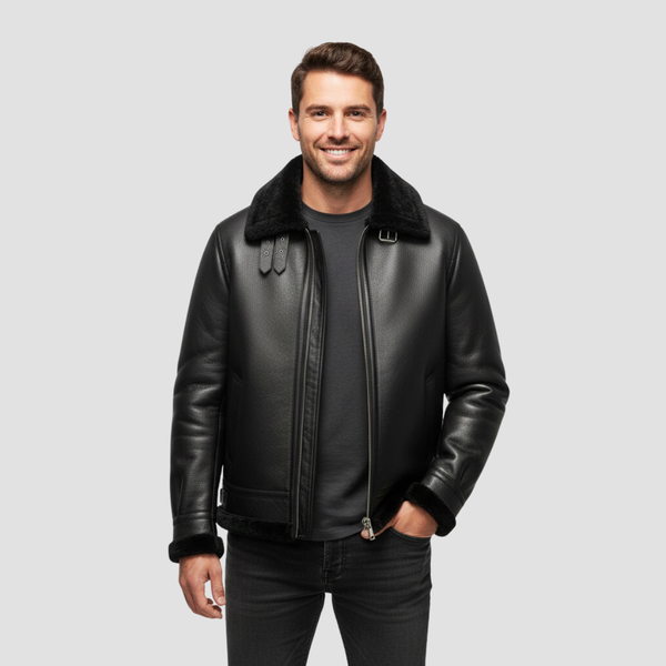 Men’s Shearling-Style Jacket | Modern Distinction, Warm PU Leather Coat