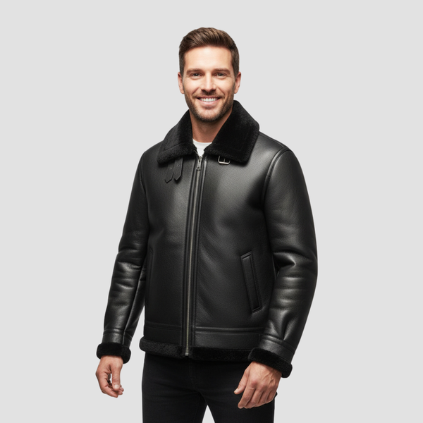 Men’s Shearling-Style Jacket | Modern Distinction, Warm PU Leather Coat