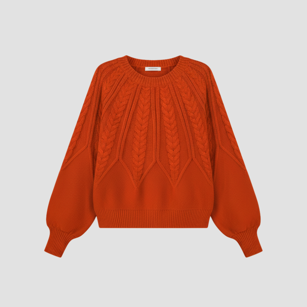 Cable Knit Relaxed Fit Sweater | Cozy Modern Everyday Crewneck Style